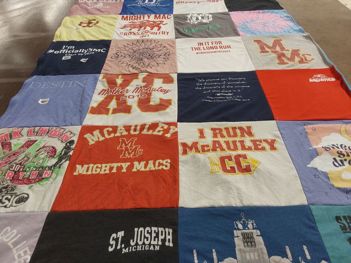 T-shirt quilt featuring mcauley cross country by Sarah from IL