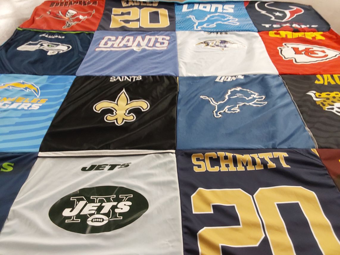 T-shirt quilt featuring new york jets, new york giants by Areyana from NY