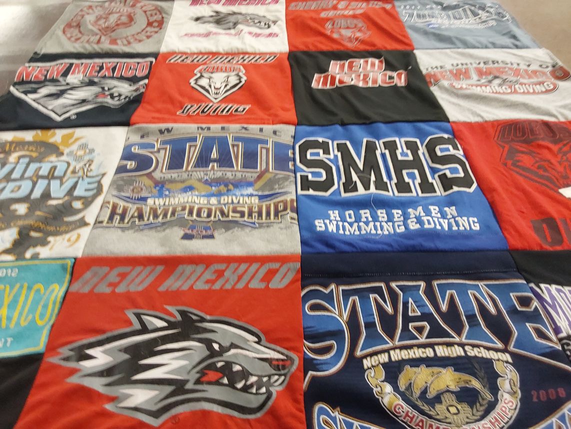 T-shirt quilt featuring new mexico swimming and diving team, smhs swimming and diving team by Lisa from CO