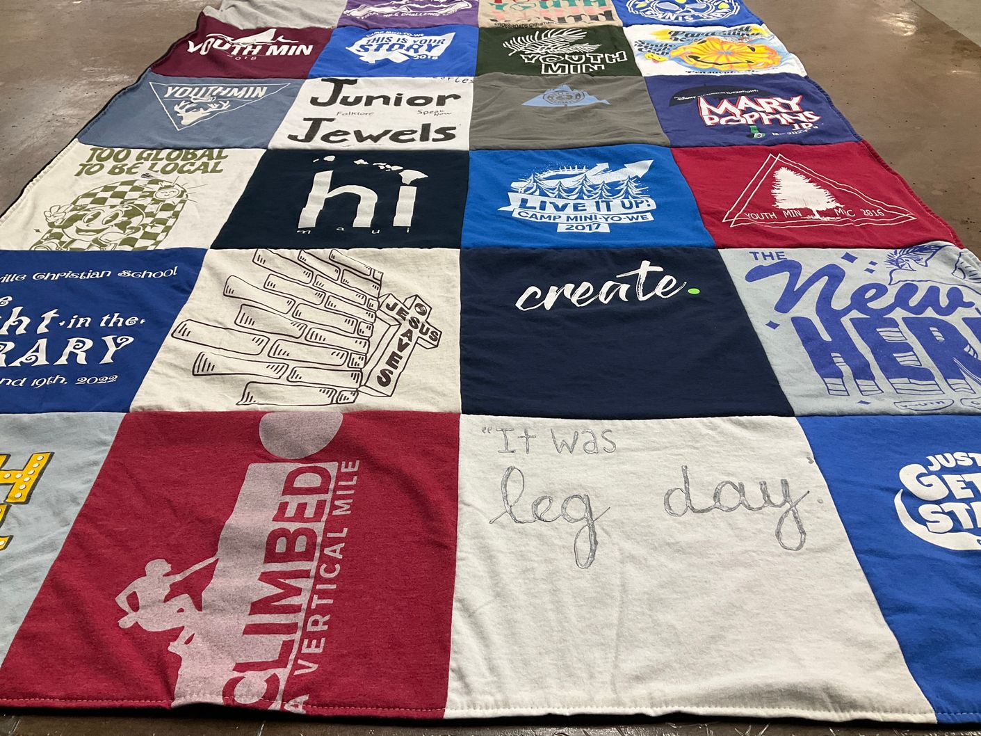 T-shirt quilt from danville christian school by Trish from IN