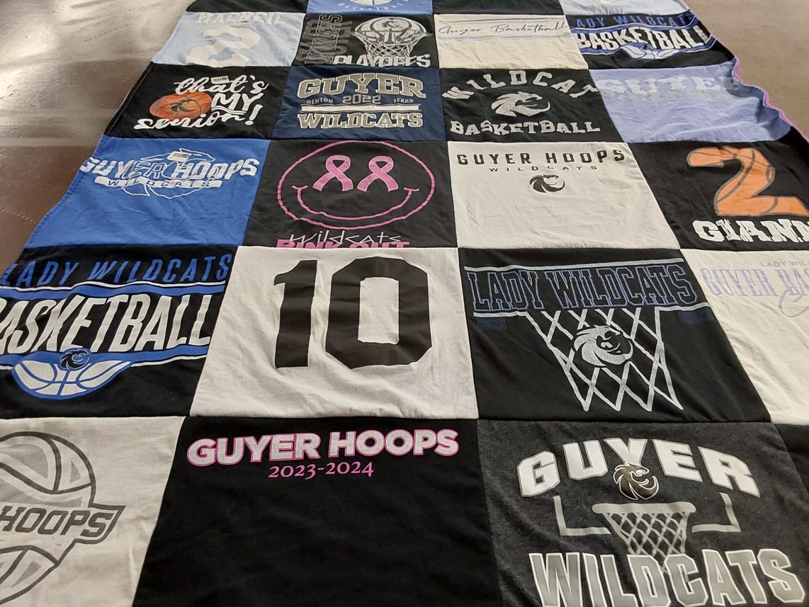 T-shirt quilt featuring guyer high school lady wildcats, guyer high school wildcats by Leigh from TX