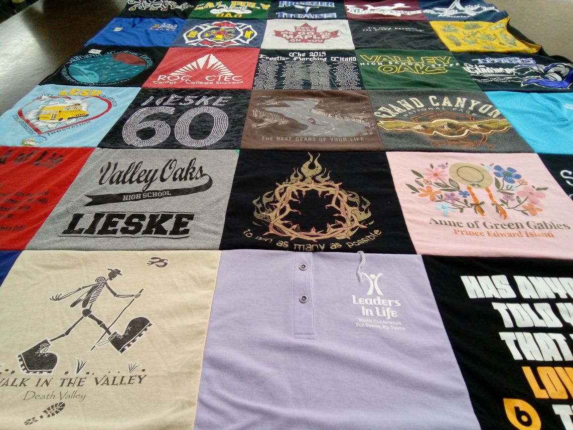 T-shirt quilt from valley oaks high school by Gena from CA