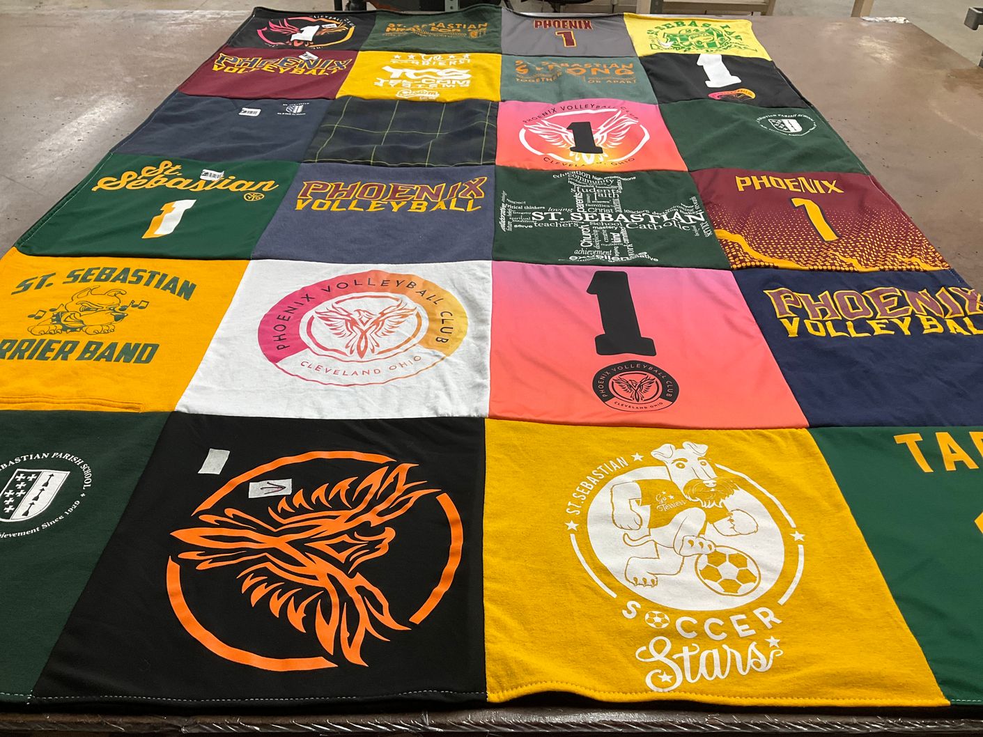 T-shirt quilt from st. sebastian parish school by Tracy from OH