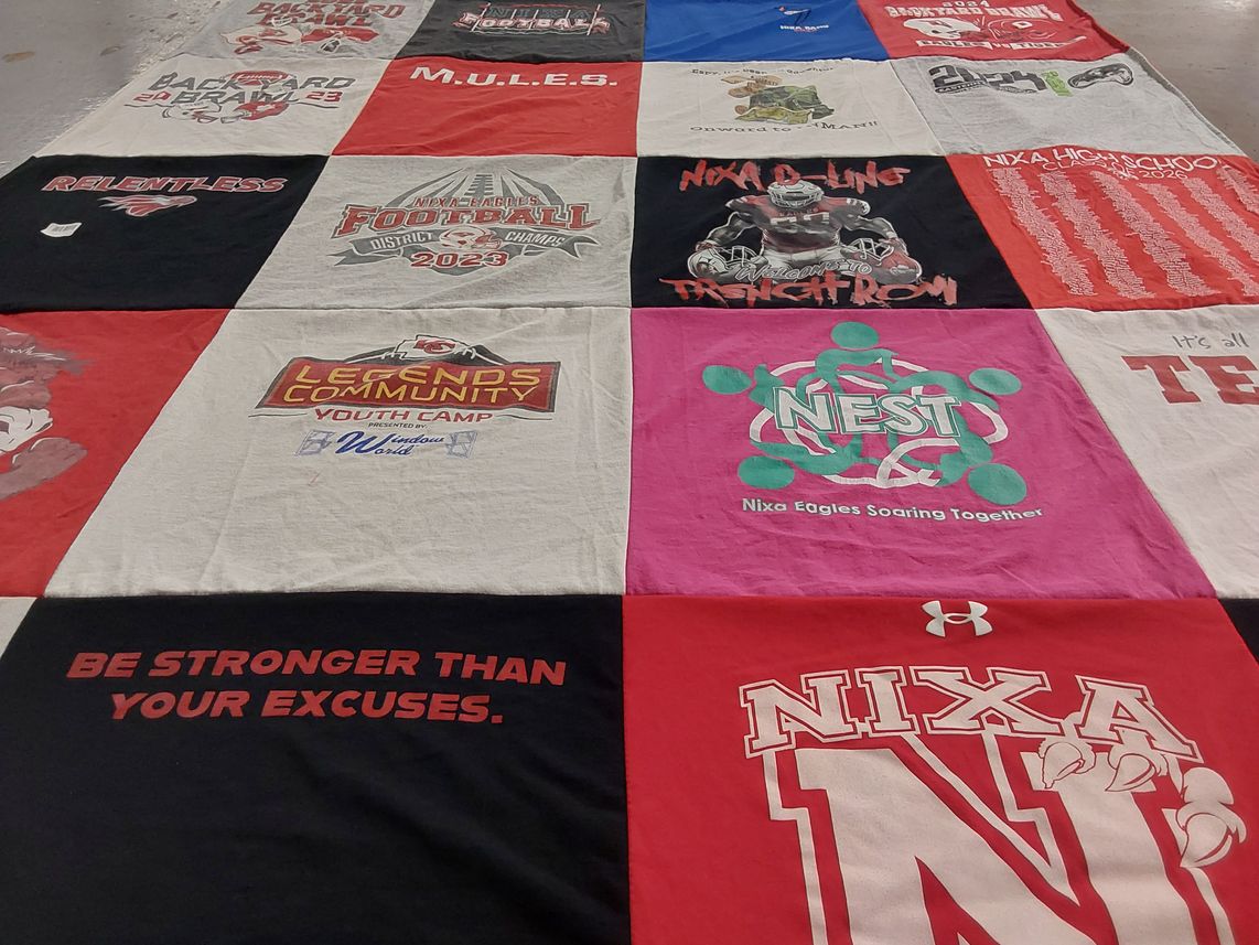 T-shirt quilt featuring nixa eagles by Heather from MO