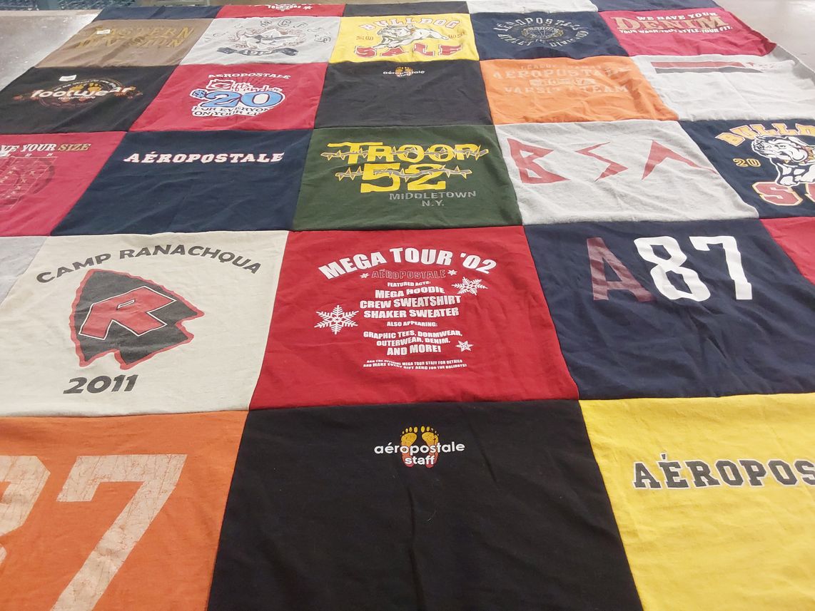 T-shirt quilt featuring bulldogs by Ken from NY