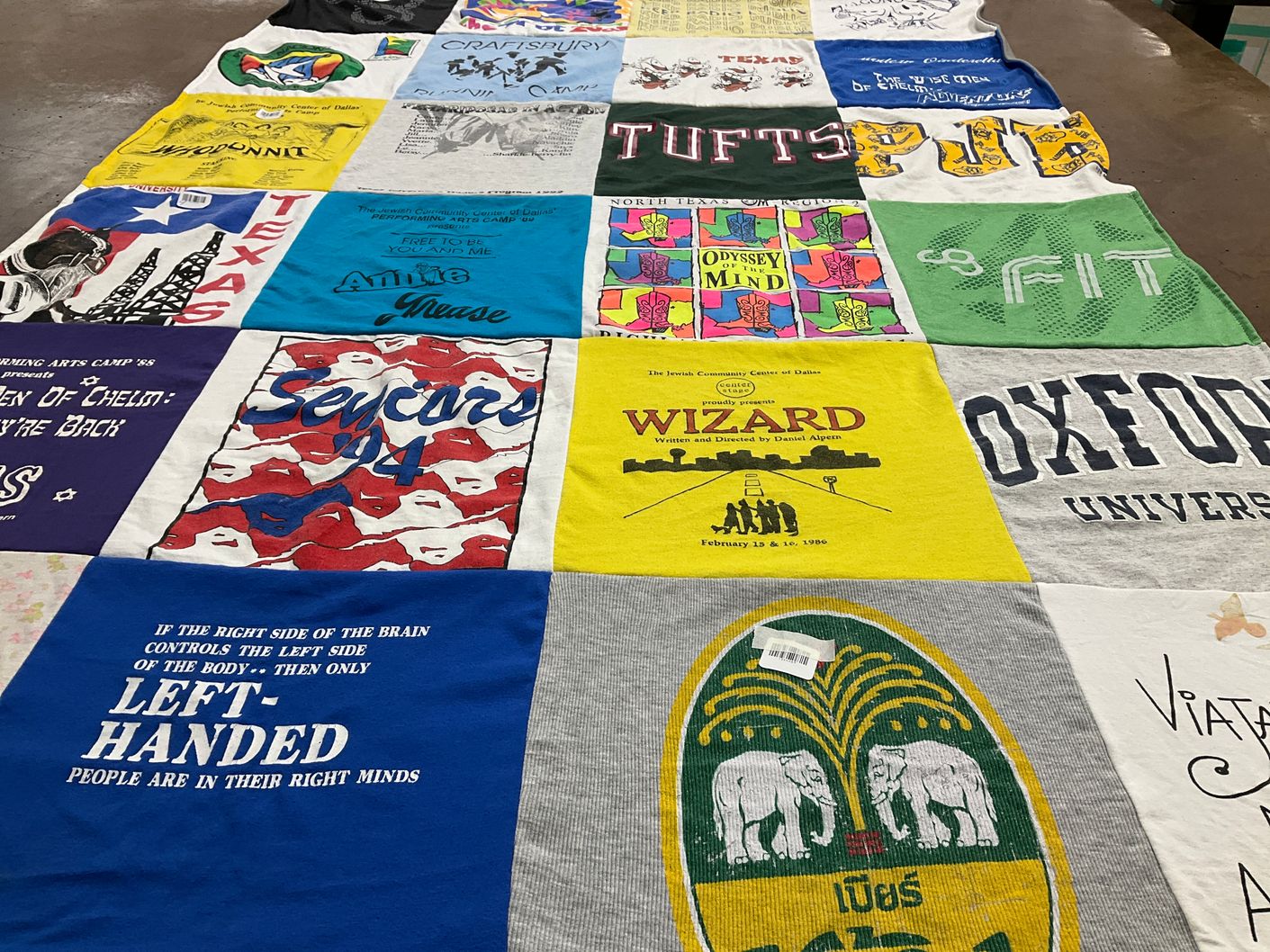 T-shirt quilt from tufts university, oxford university by Nancy from TX