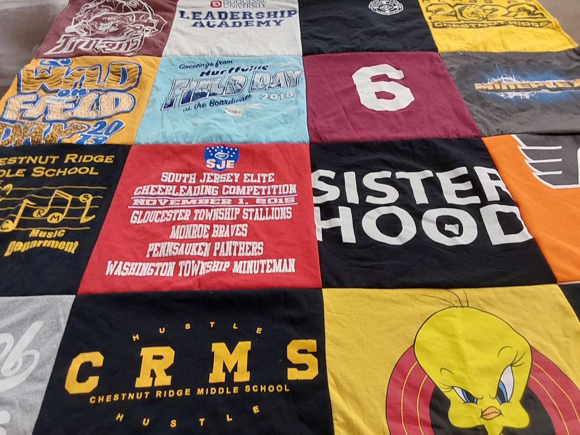 T-shirt quilt featuring gloucester township stallions, monroe braves by Heather from NJ