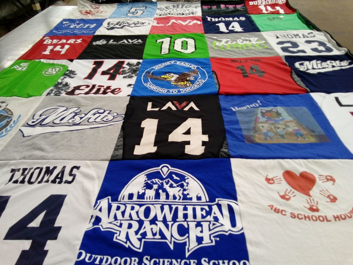 T-shirt quilt from arrowhead ranch outdoor science school by Grace from CA