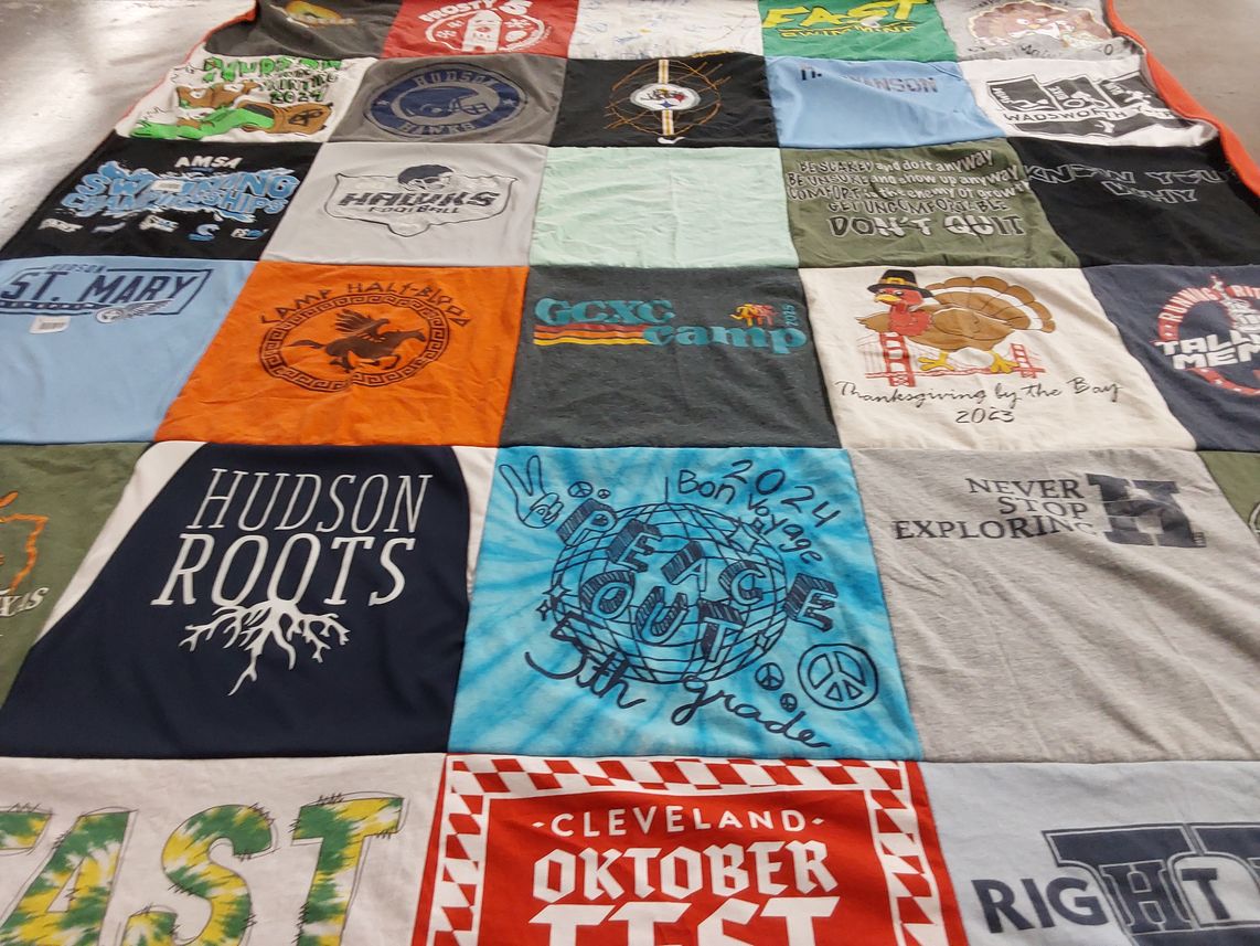 T-shirt quilt featuring hawks by Mo from OH