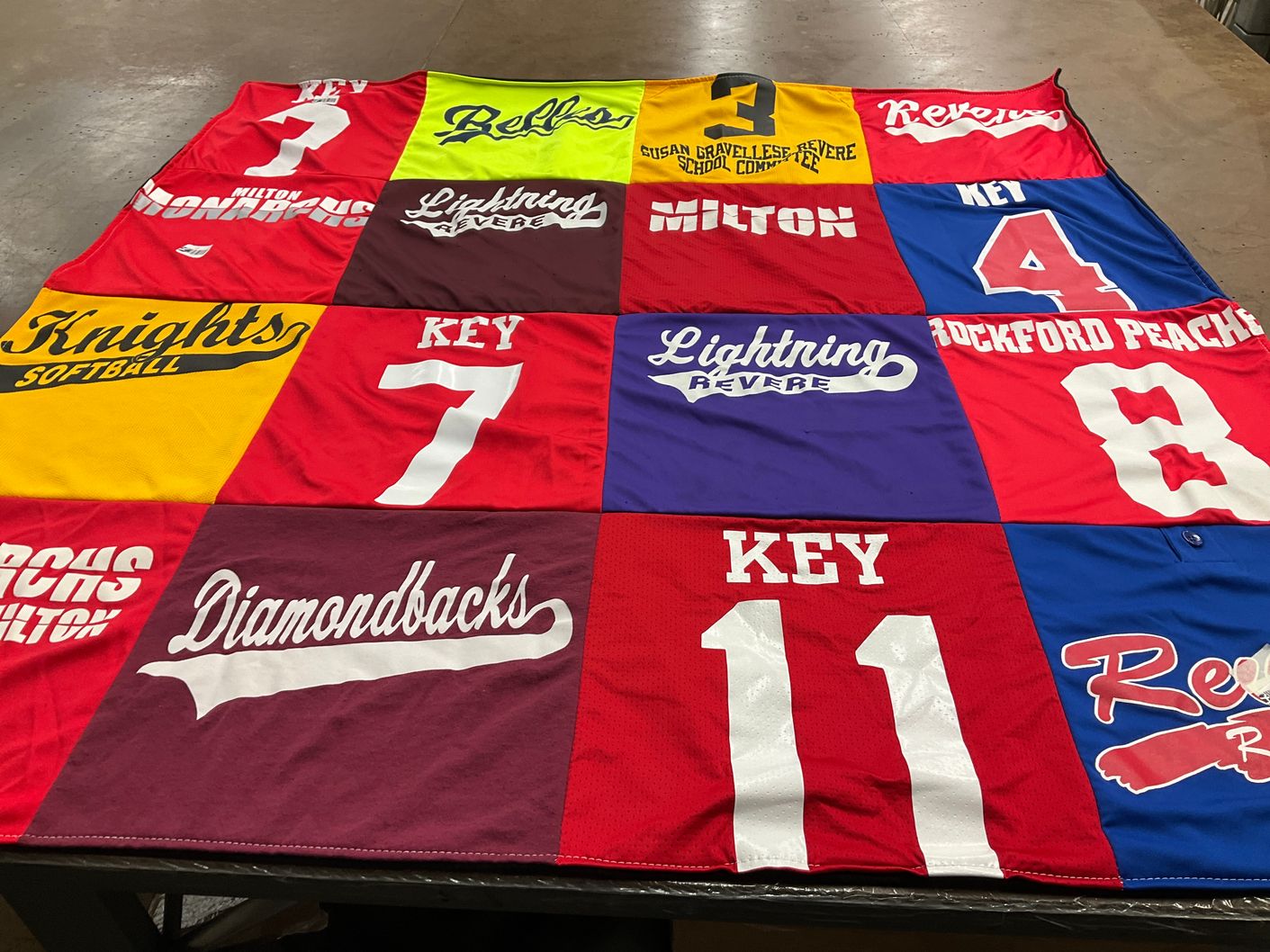 T-shirt quilt featuring milton diamondbacks, milton knights by Laura from MA
