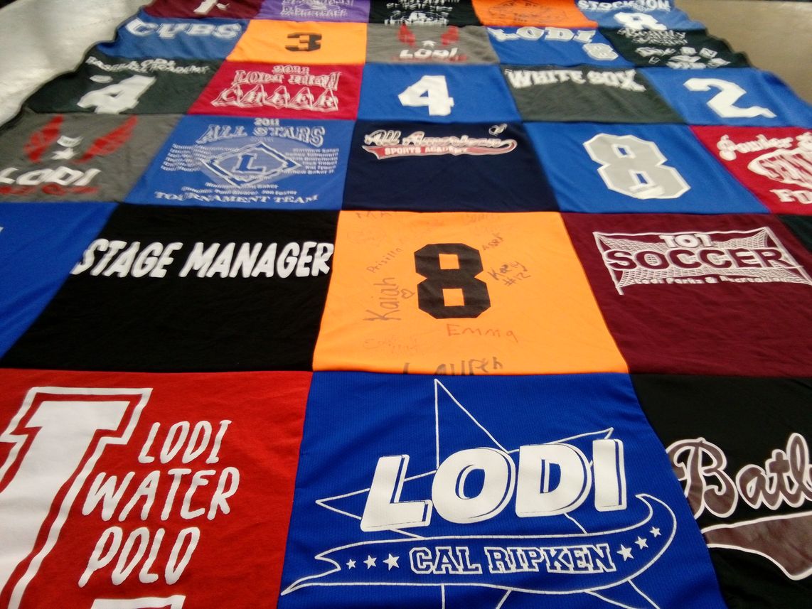 T-shirt quilt from lodi high school by Kelli from CA