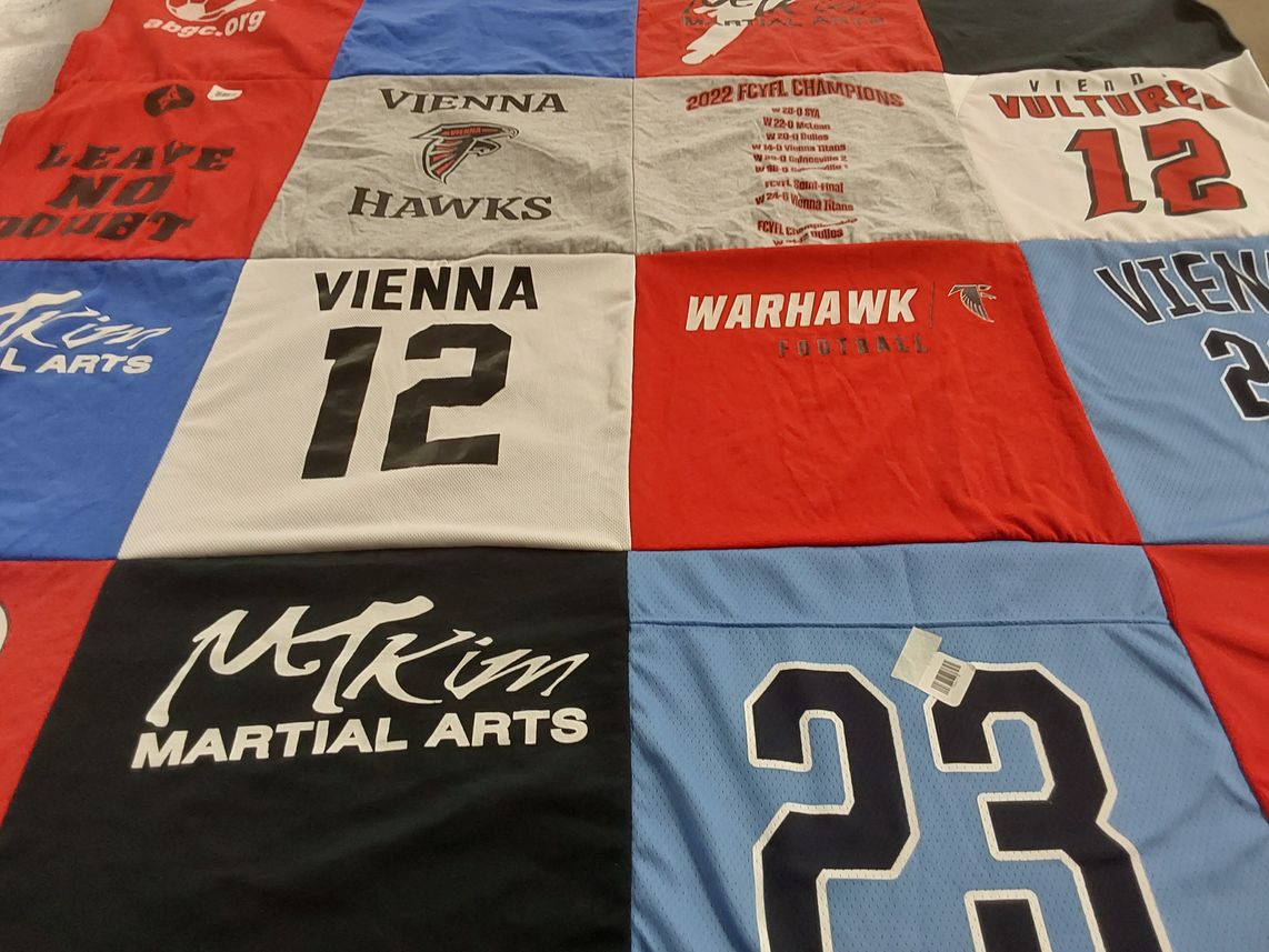 T-shirt quilt featuring vienna hawks, warhawk football by lena from MD