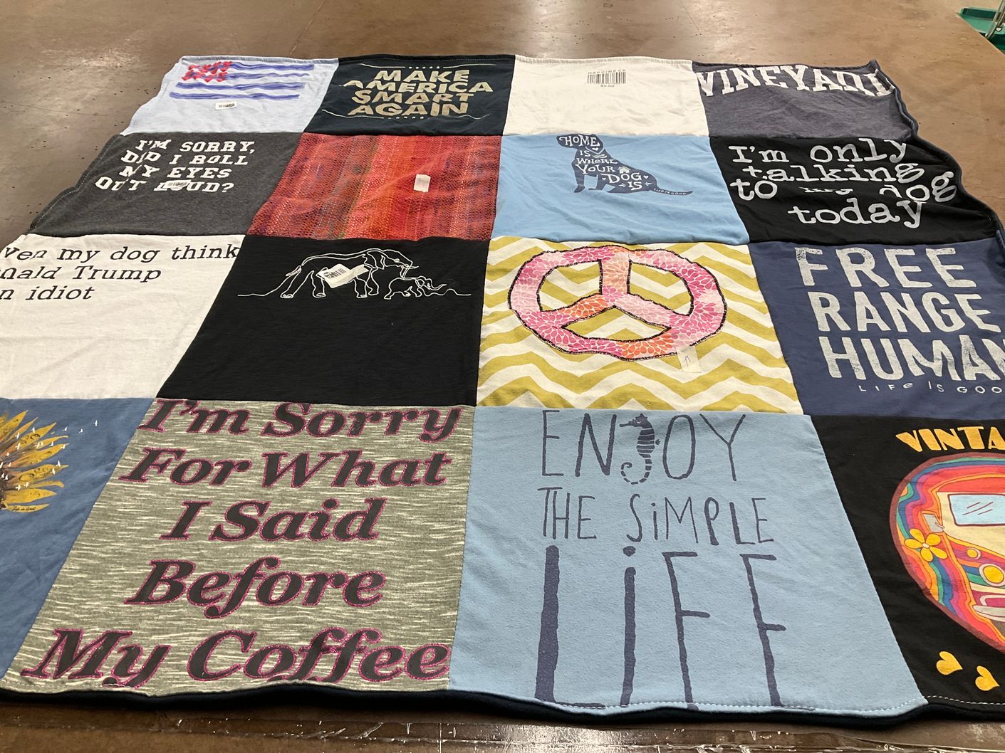 T-shirt quilt with pets, dogs themes by Deb from MA