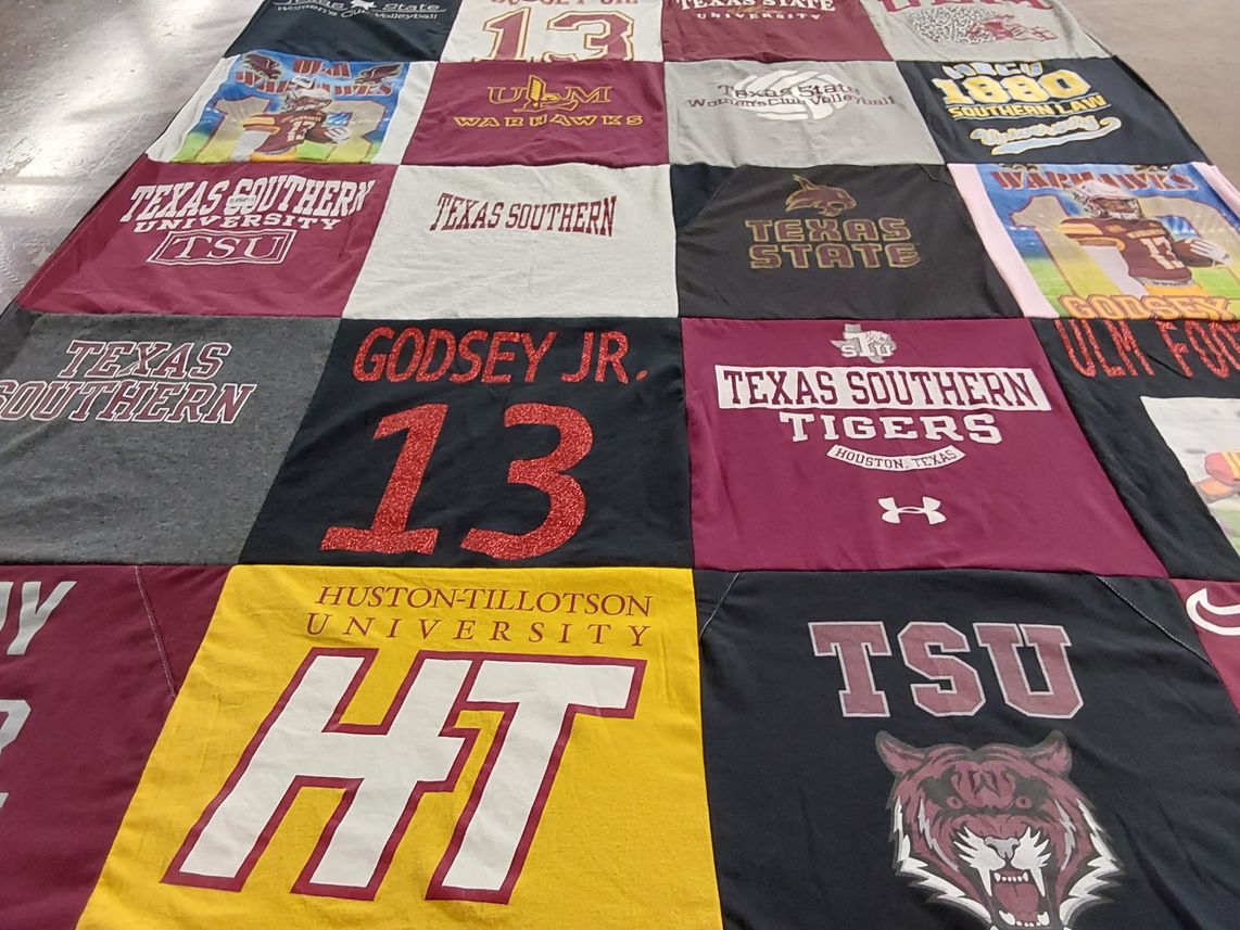 T-shirt quilt from texas southern university, huston-tillotson university by Catina from TX