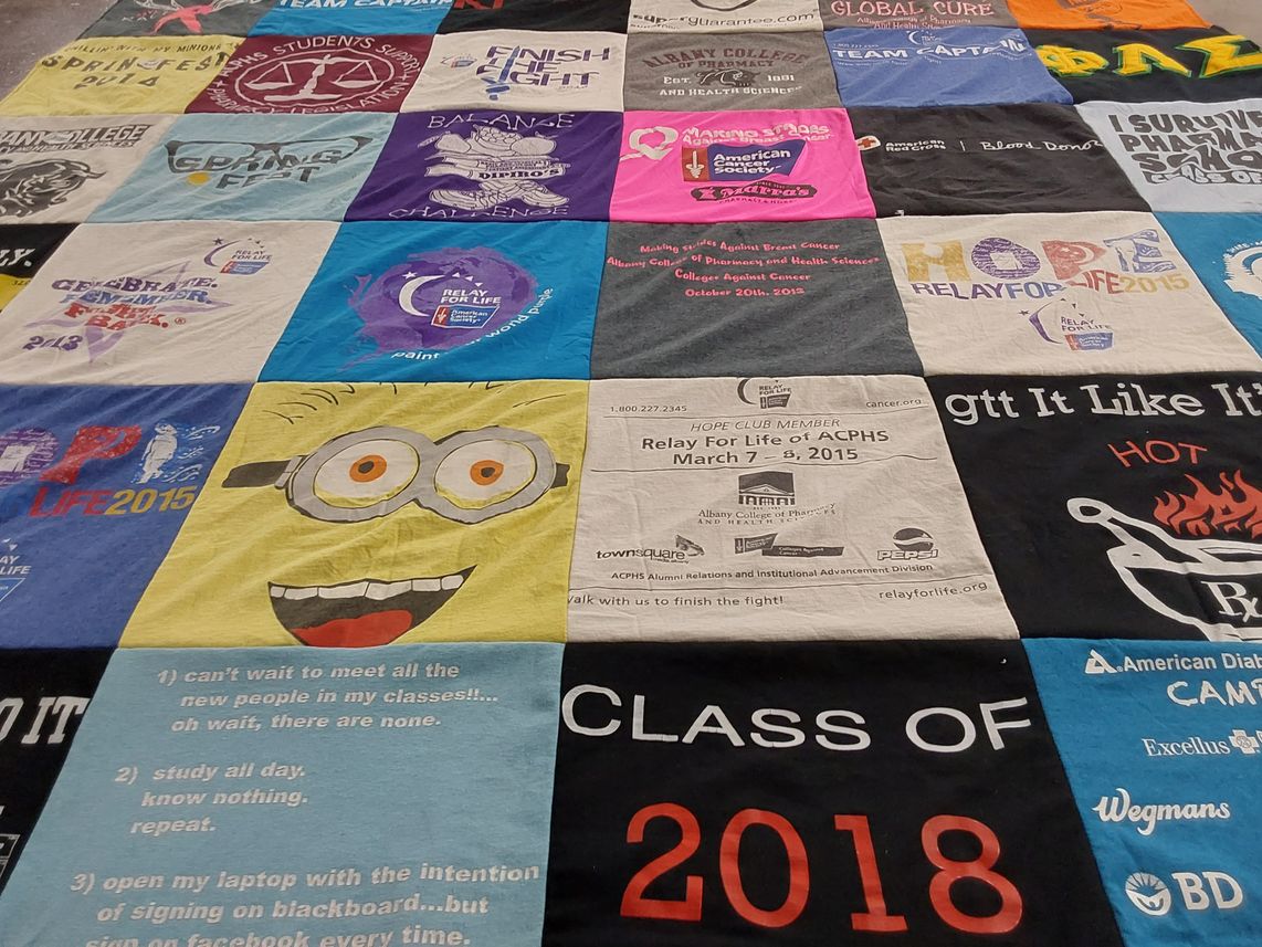 T-shirt quilt from albany college of pharmacy and health sciences by Samantha from NY