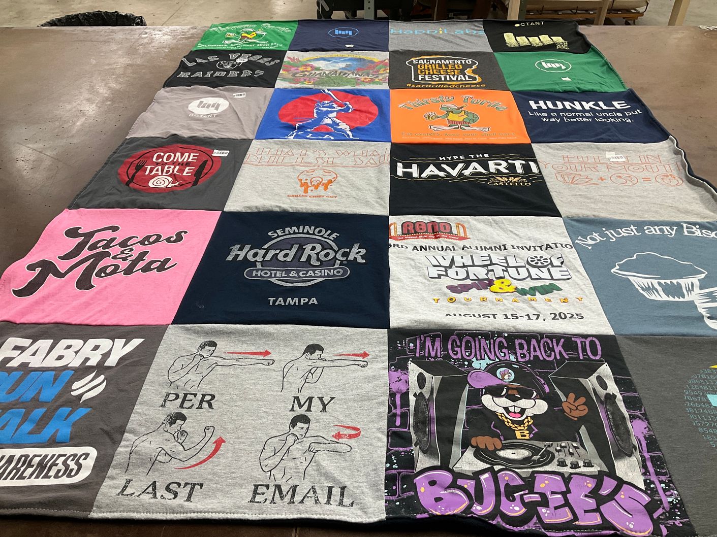 T-shirt quilt with food, festivals themes by MICHAEL from CA