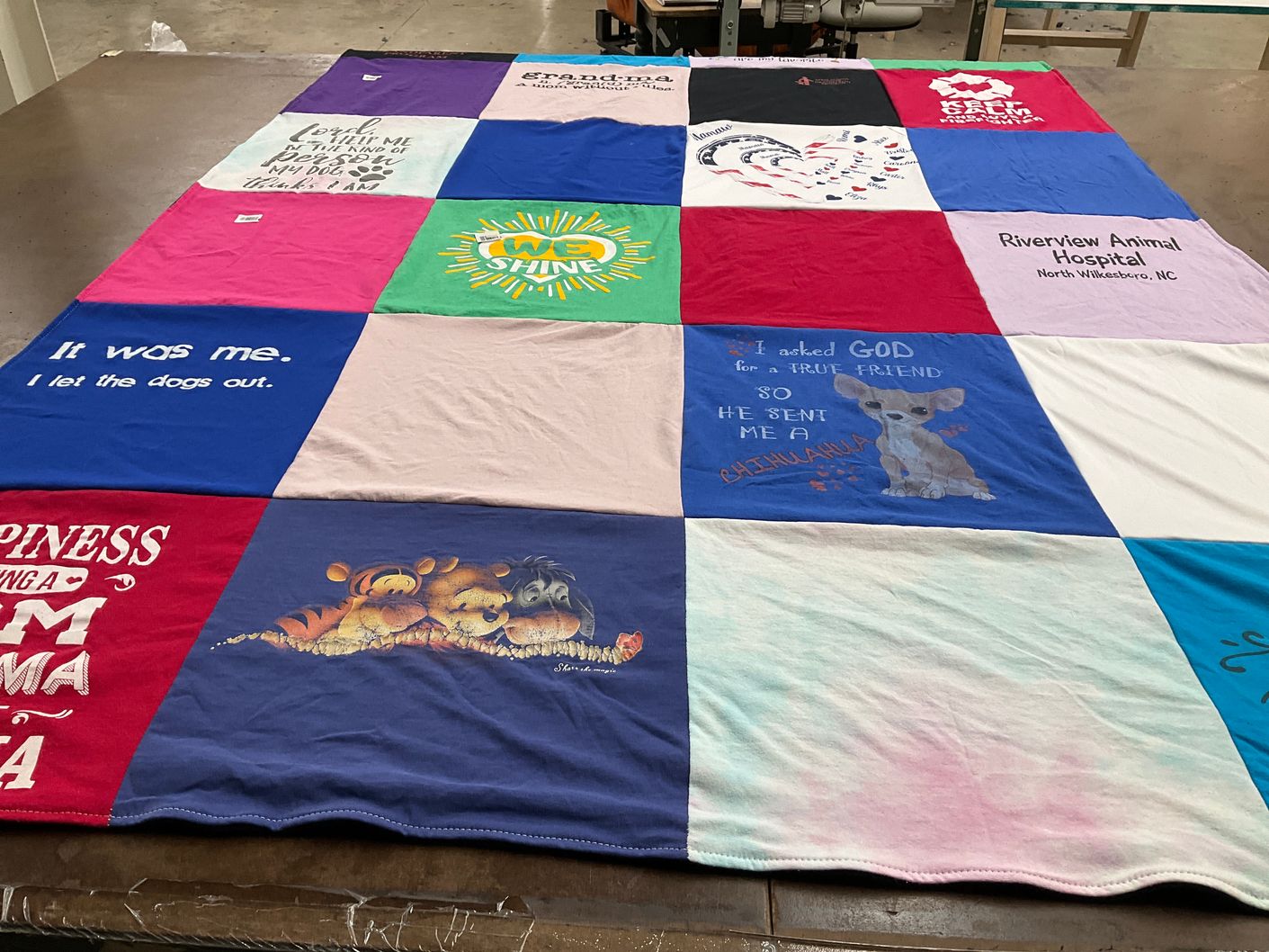 T-shirt quilt with animals, pets themes by Pat from NC