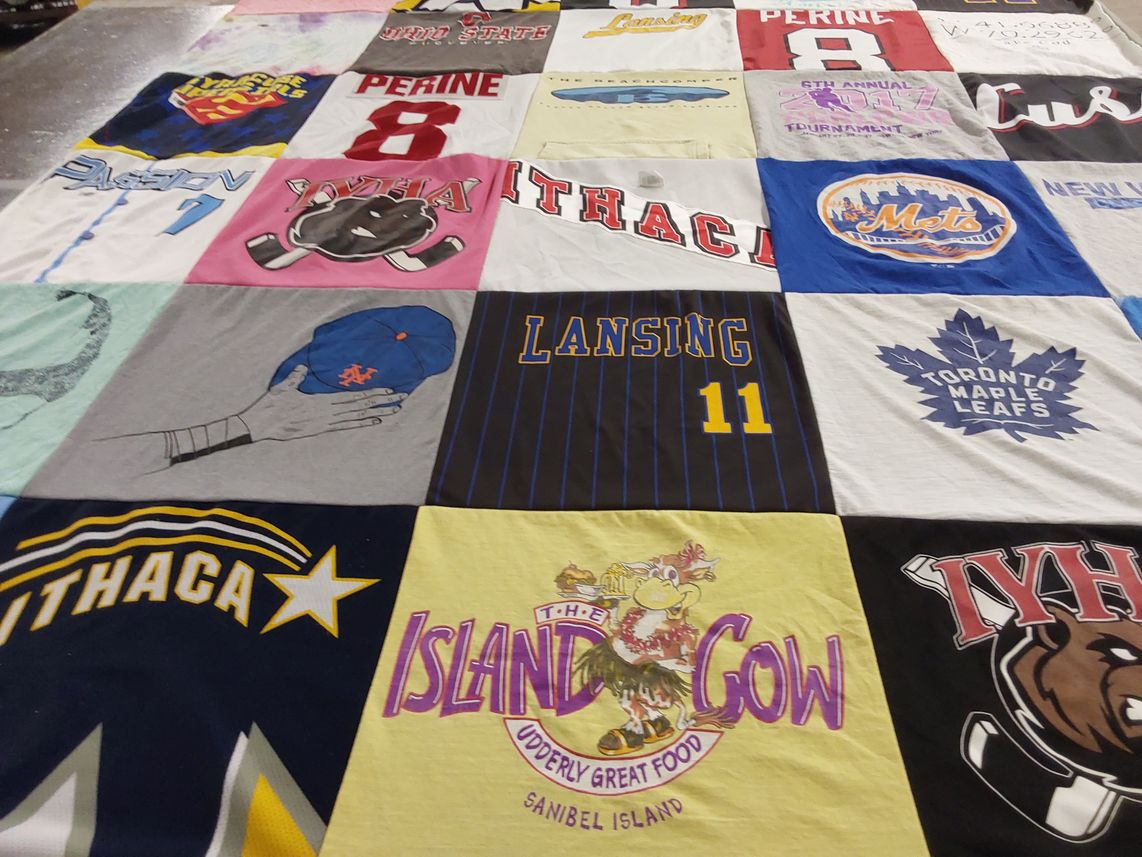 T-shirt quilt featuring new york mets, toronto maple leafs by Stephanie from NY