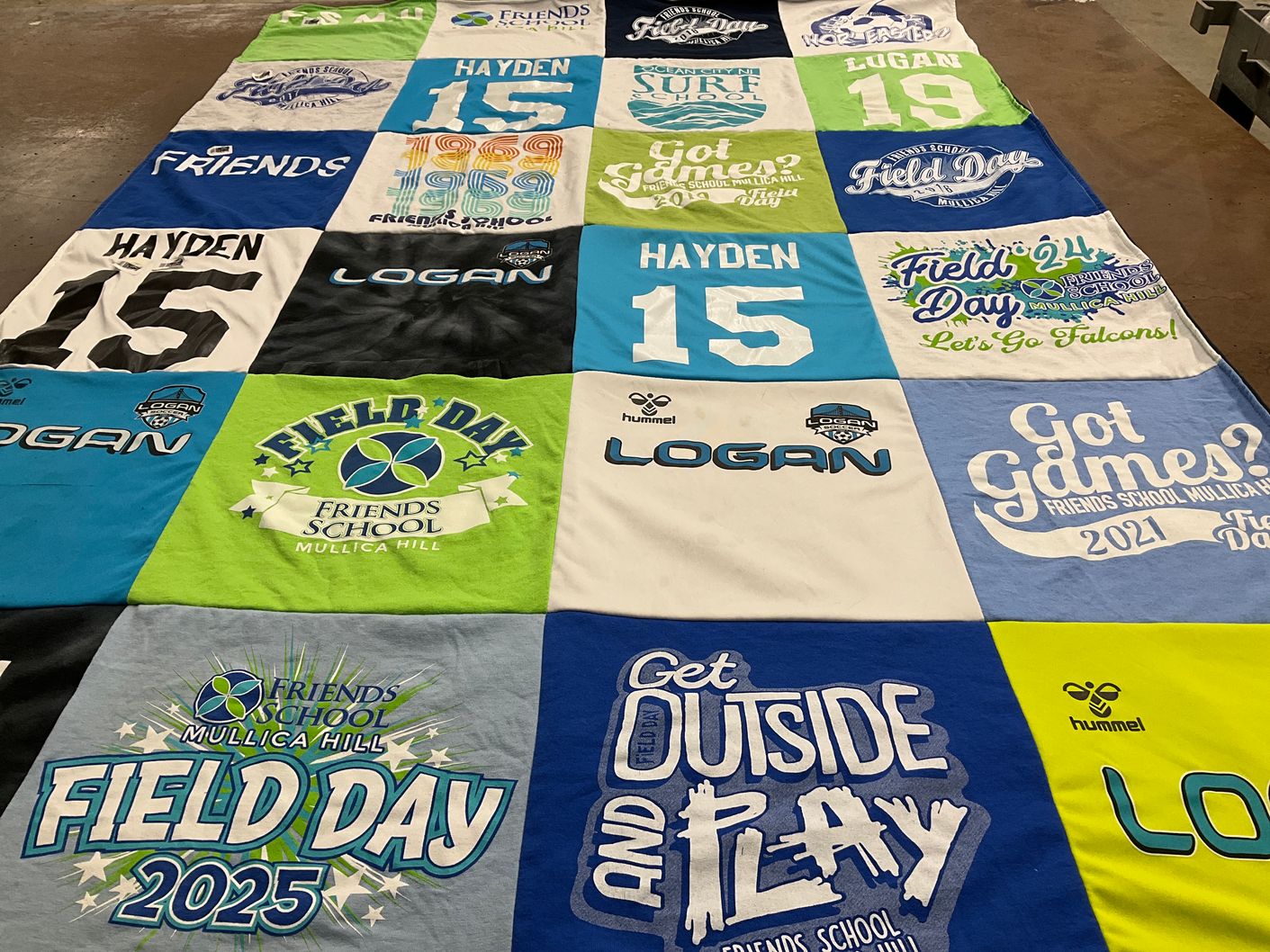 T-shirt quilt from friends school mullica hill by Kathleen from NJ