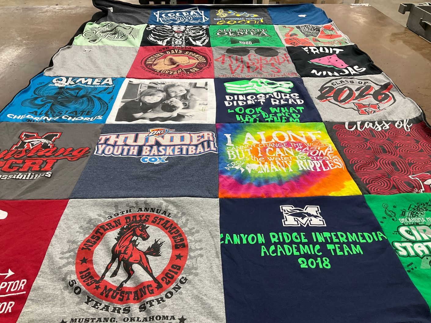 T-shirt quilt featuring oklahoma city thunder youth basketball by Holly from OK