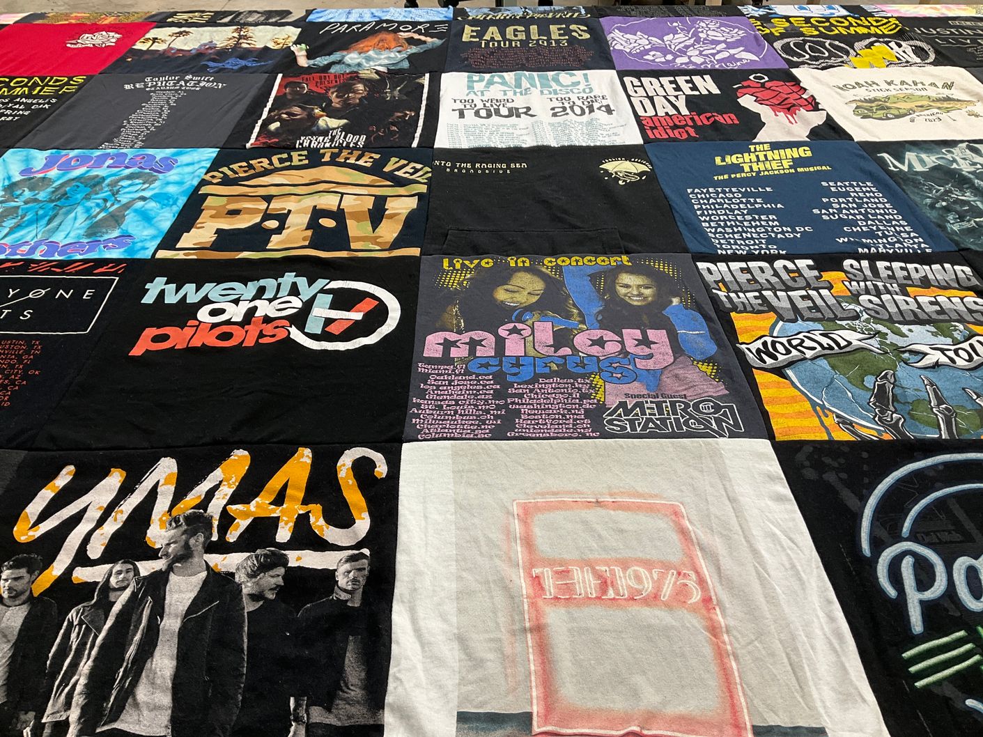 T-shirt quilt with music, concerts themes by Jessica from NJ