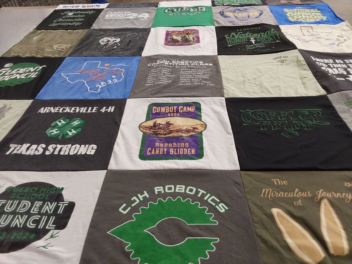 T-shirt quilt from cuero high school by Christi from TX