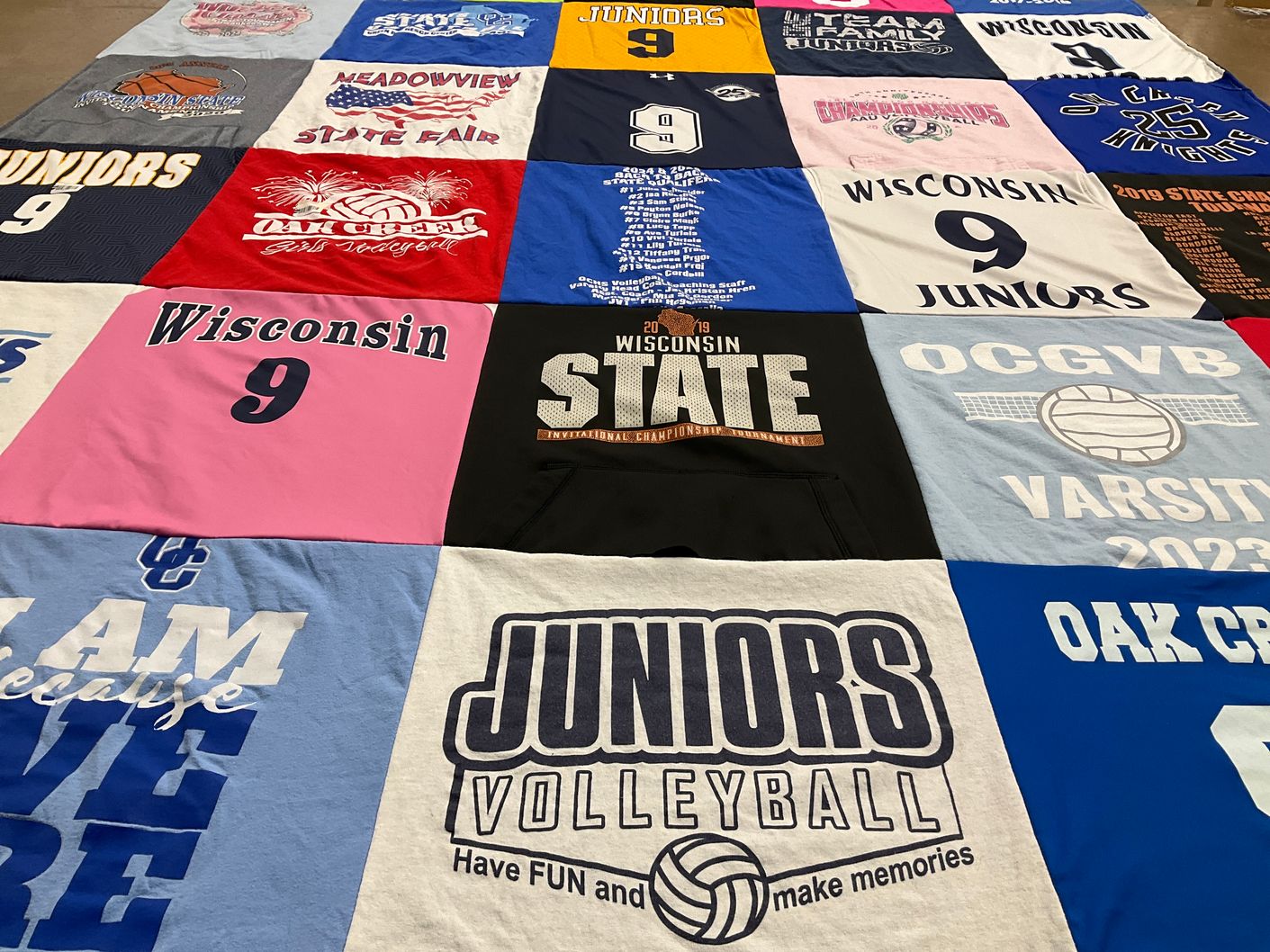 T-shirt quilt from wisconsin state university by Nicole from WI