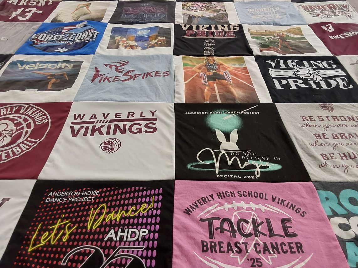 T-shirt quilt featuring waverly vikings, waverly high school vikings by Candace from NE