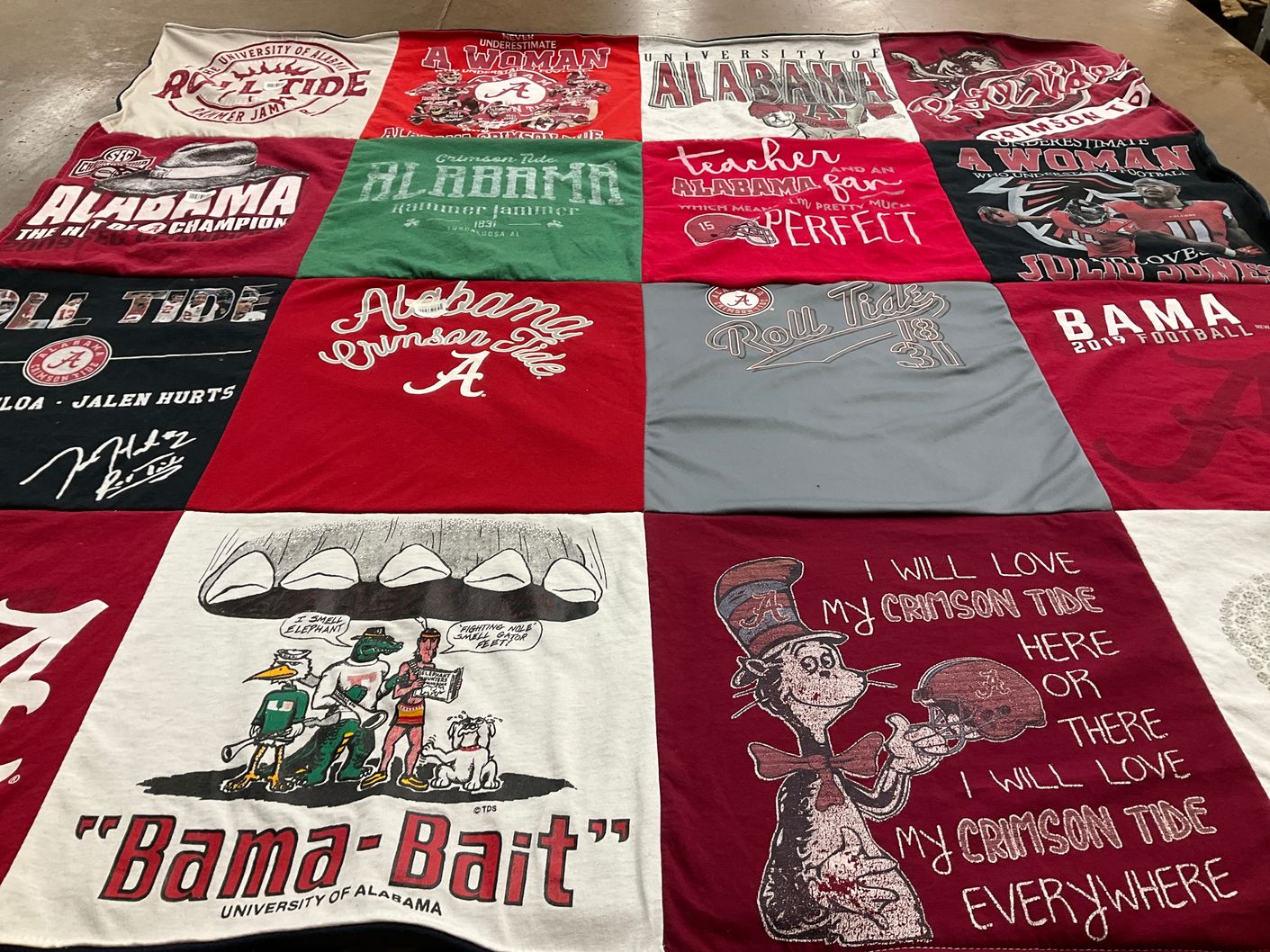 T-shirt quilt featuring university of alabama crimson tide by Vanessa from GA