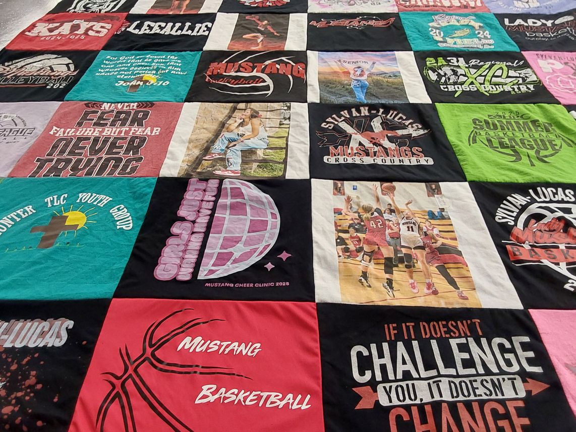 T-shirt quilt featuring sylvan-lucas mustangs by Melissa from KS