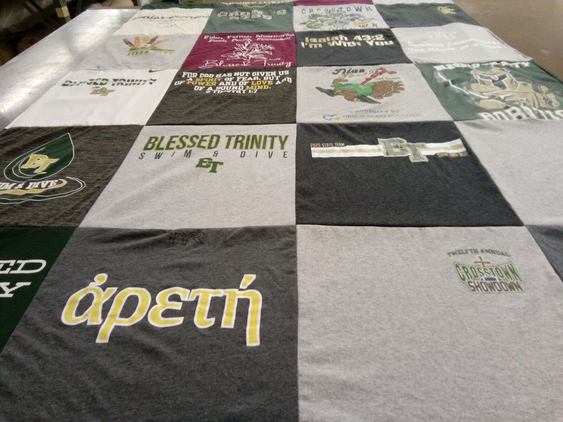 T-shirt quilt from blessed trinity, blessed trinity high school by Stephanie from GA