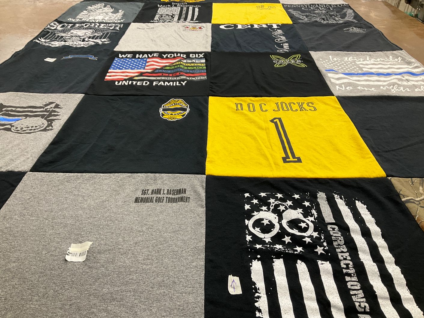 T-shirt quilt with golf, military themes by Dawn from PA