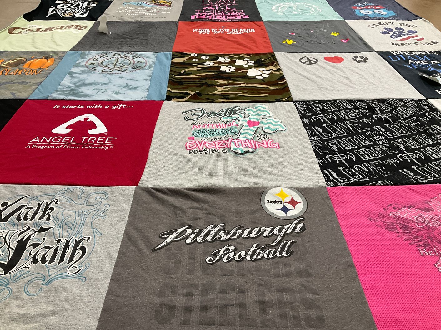 T-shirt quilt featuring pittsburgh steelers football by Jeannie from CA