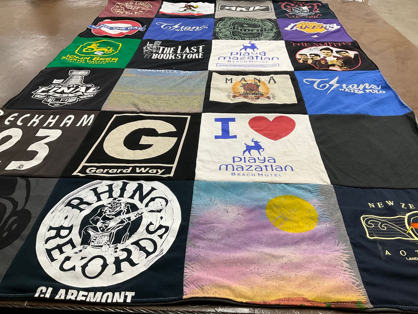 T-shirt quilt with music, travel themes by Stephen from CA