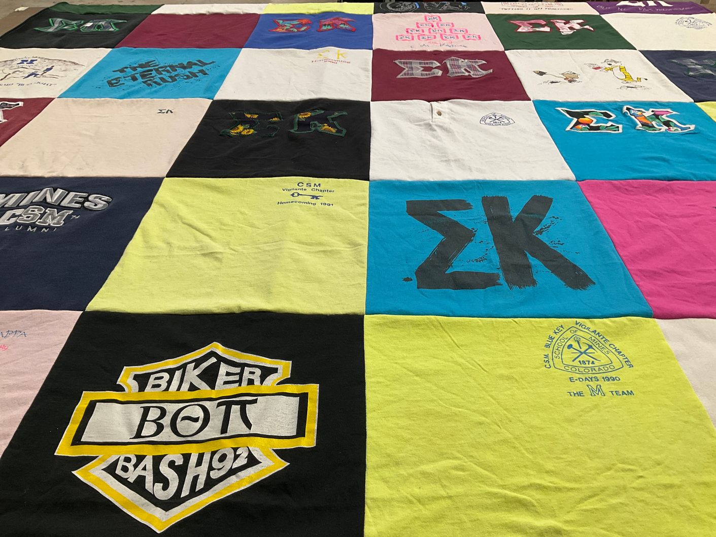 T-shirt quilt with fraternities, sororities themes by Kimberly from WV