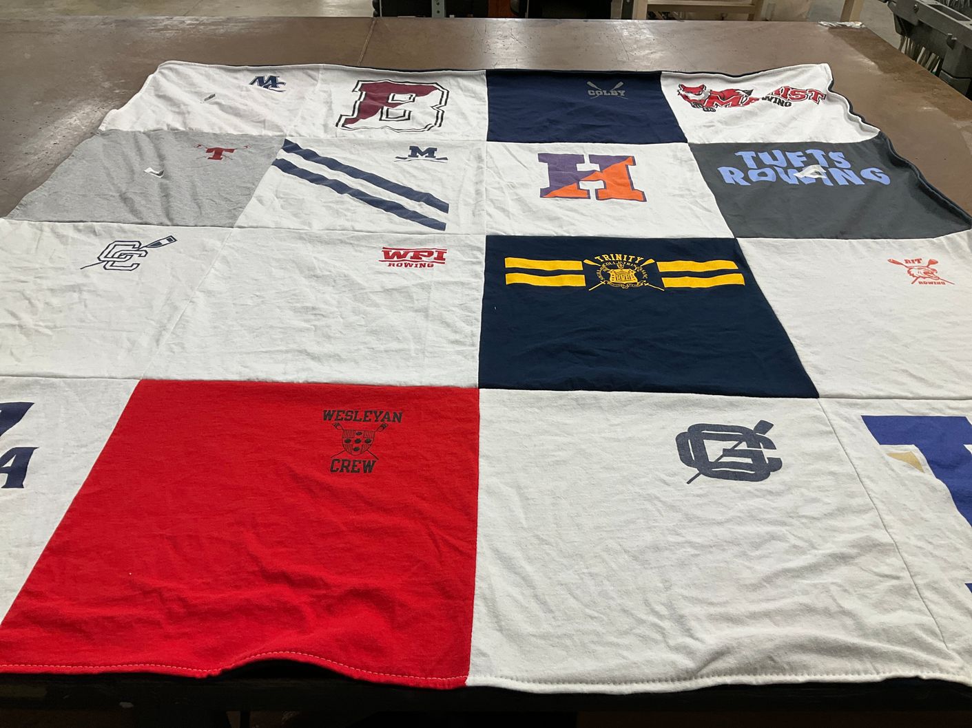 T-shirt quilt from worcester polytechnic institute, wesleyan university by Heather from MO