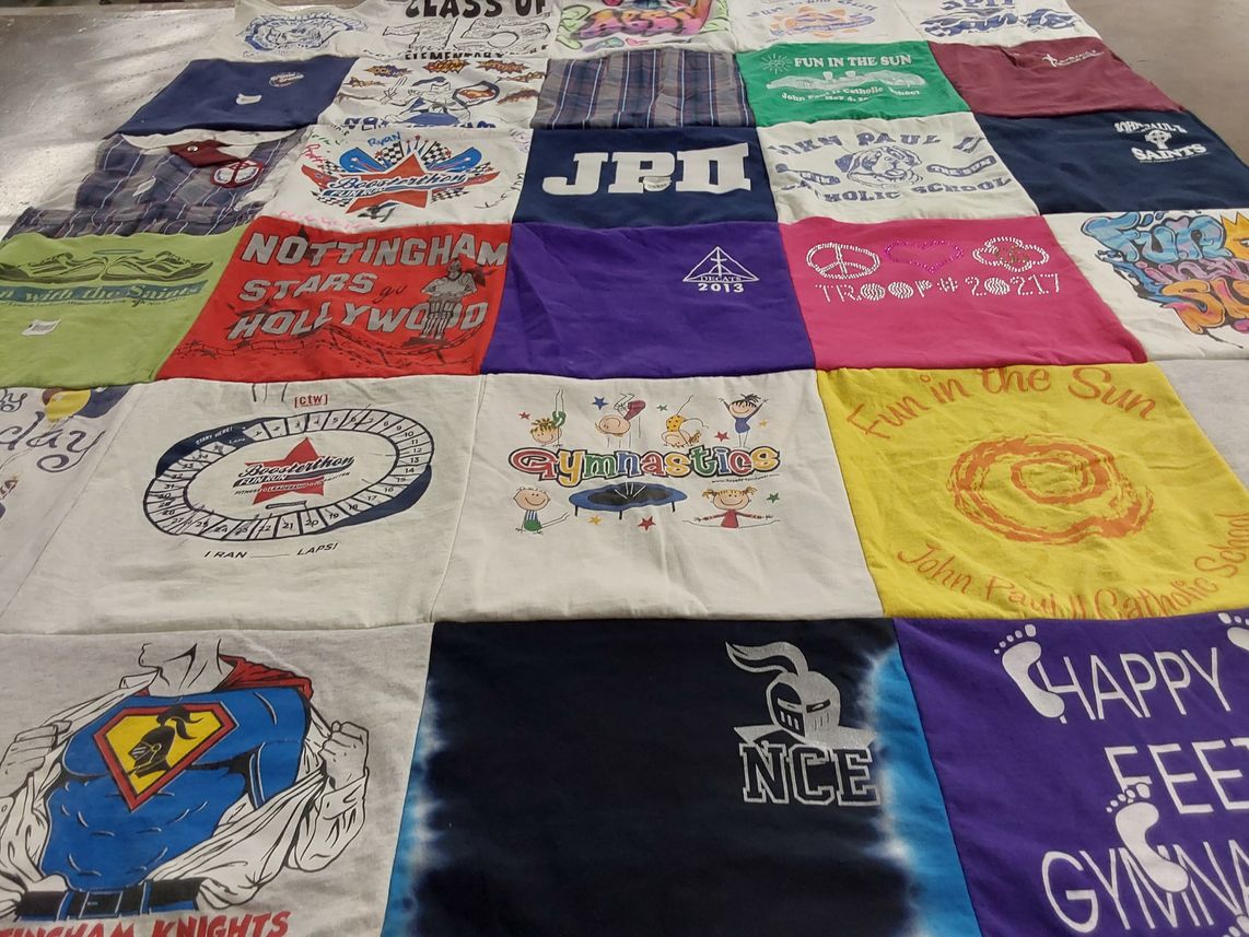 T-shirt quilt featuring nottingham stars, nottingham knights by Victoria from TX