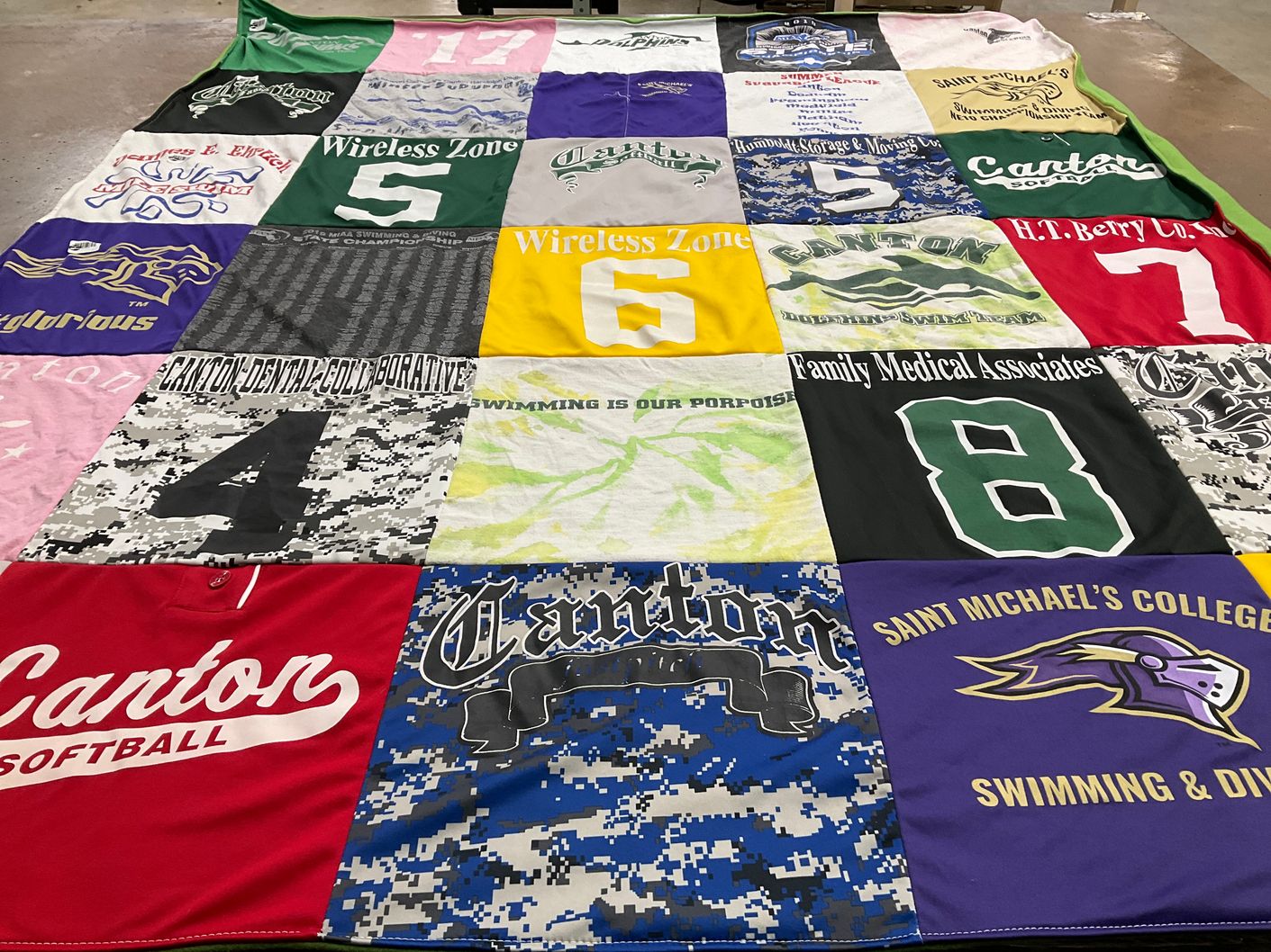 T-shirt quilt featuring canton softball by Sandra from MA