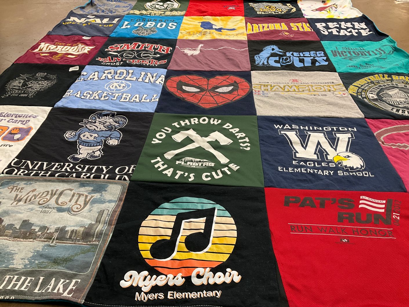 T-shirt quilt featuring eagles elementary school by Megan from OR