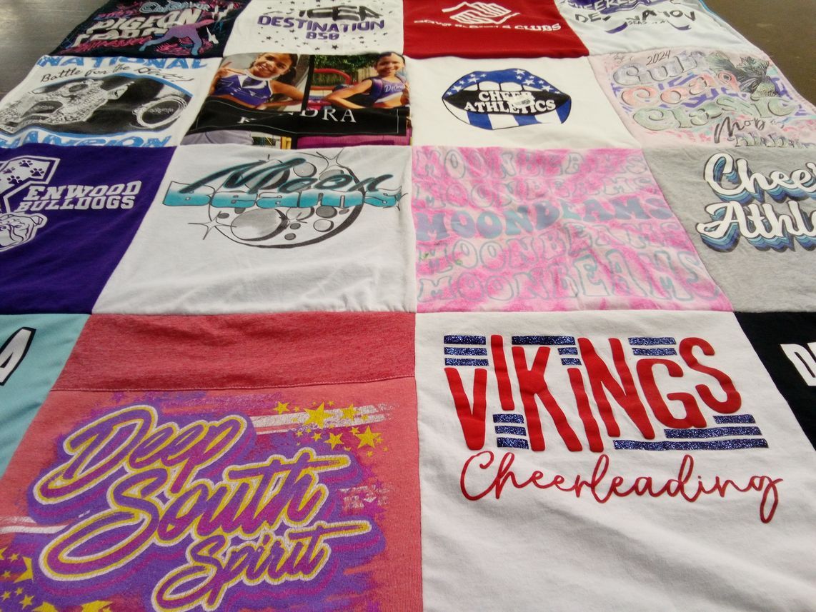 T-shirt quilt featuring vikings cheerleading team by Lorissa B from FL