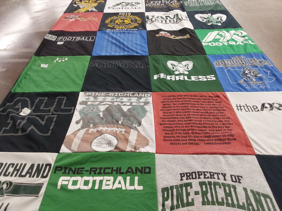 T-shirt quilt featuring pine-richland rams by Darci from PA