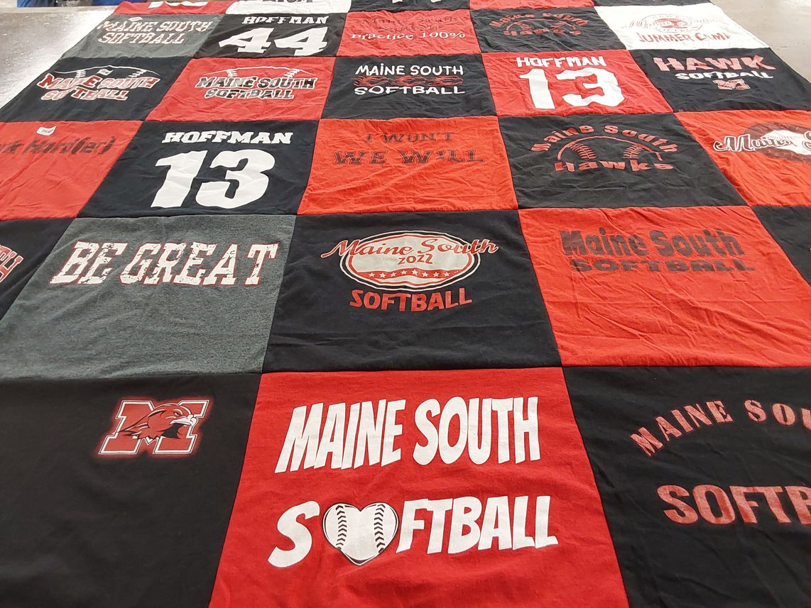 T-shirt quilt featuring maine south softball team by Carrie from IL