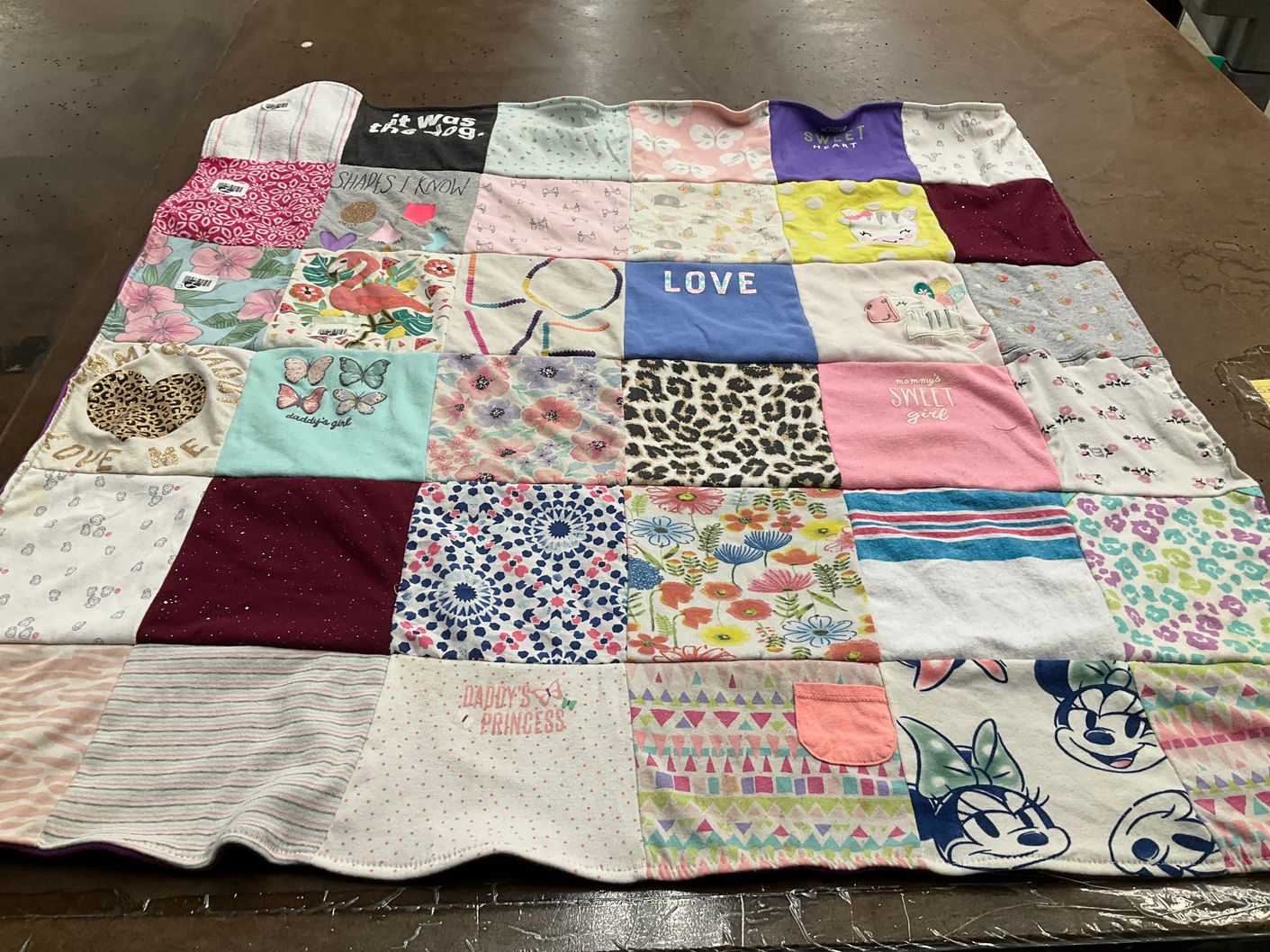 T-shirt quilt with butterflies, flowers themes by Kaila from FL