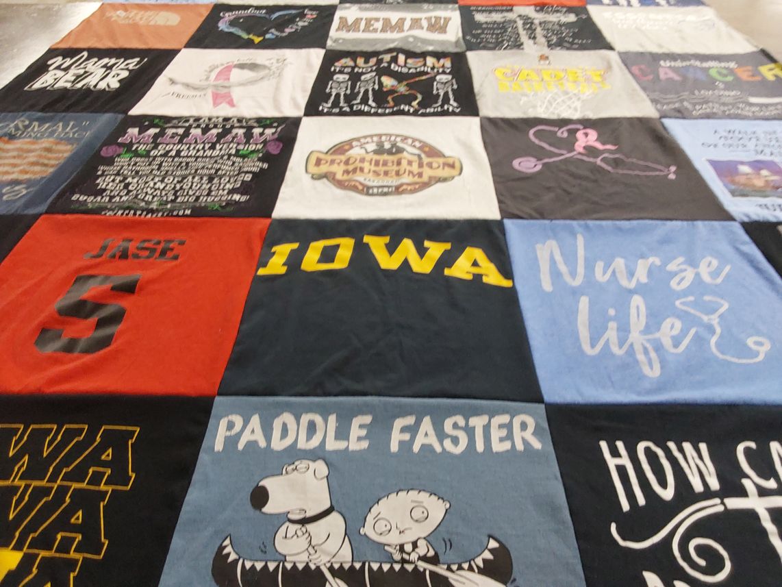 T-shirt quilt from university of iowa by Gaylene from OK