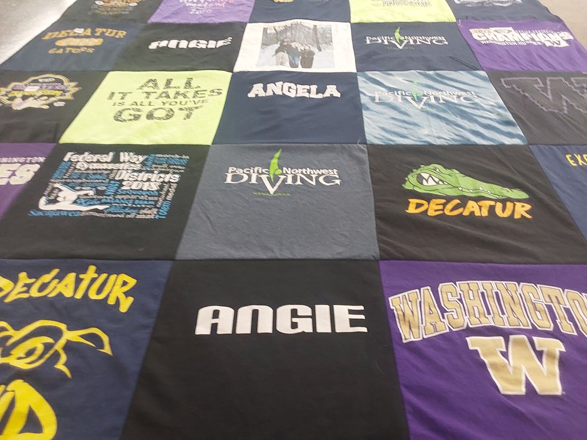 T-shirt quilt from decatur high school, pacific northwest university by Bethany from WA