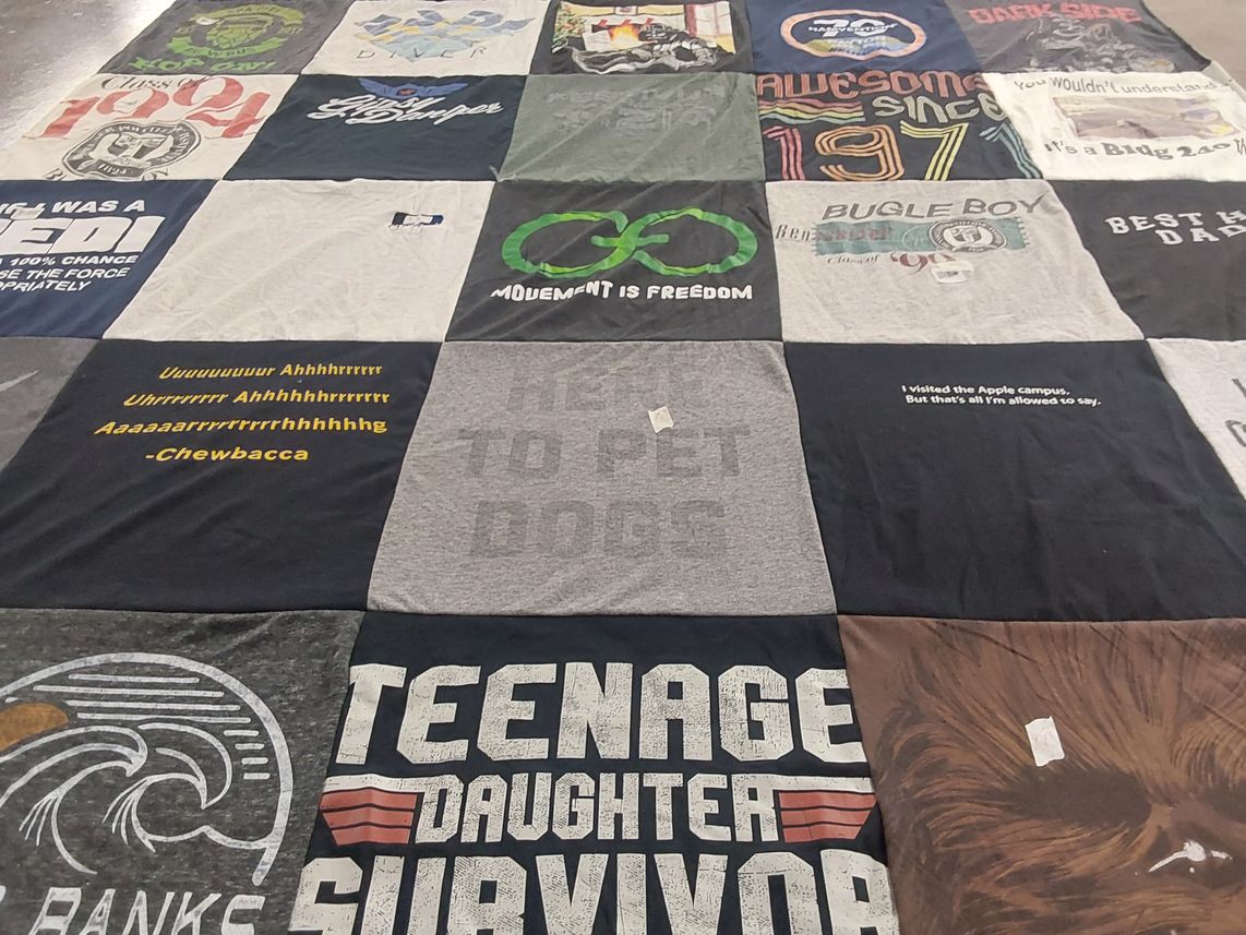T-shirt quilt with movies, music themes by Ryan from NY
