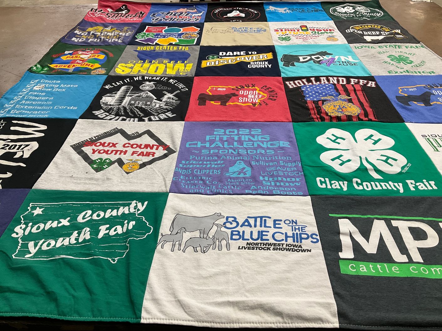 T-shirt quilt with livestock, agriculture themes by Tara from IA