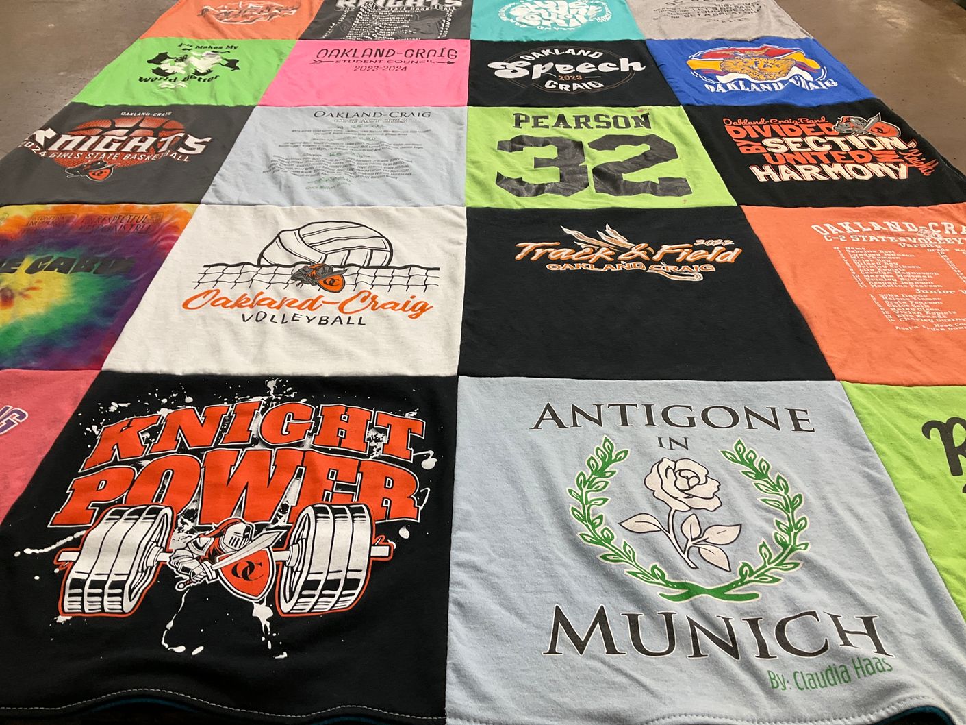 T-shirt quilt featuring oakland-craig knights by Alana from NE
