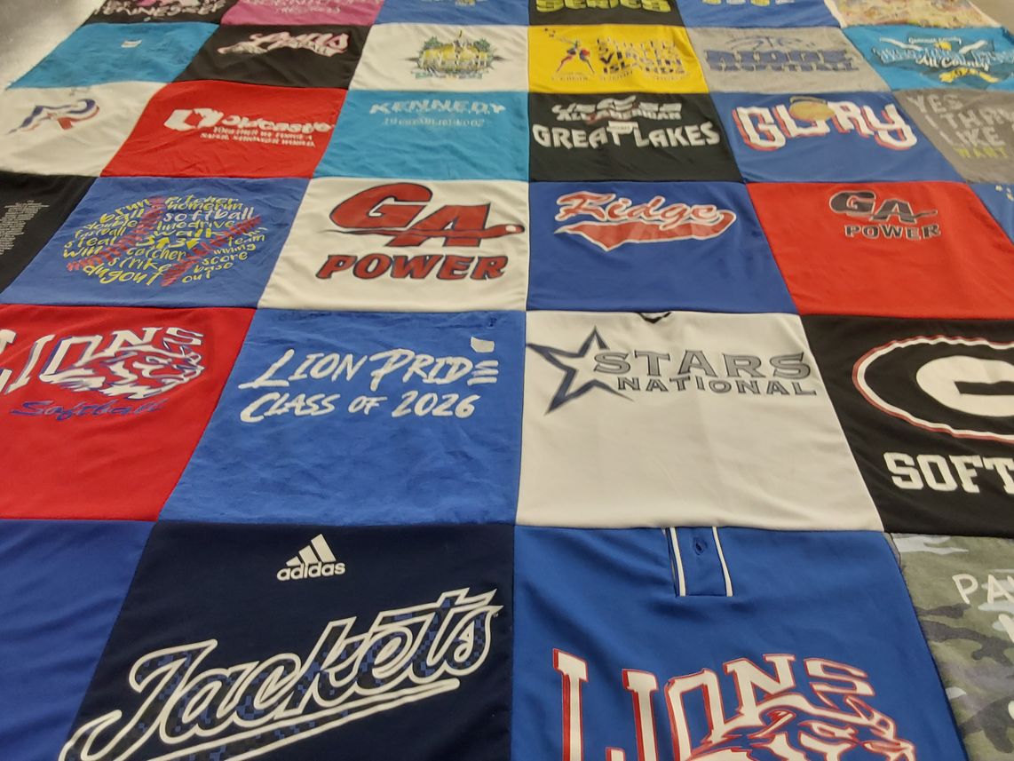 T-shirt quilt featuring lions softball by Nia from GA