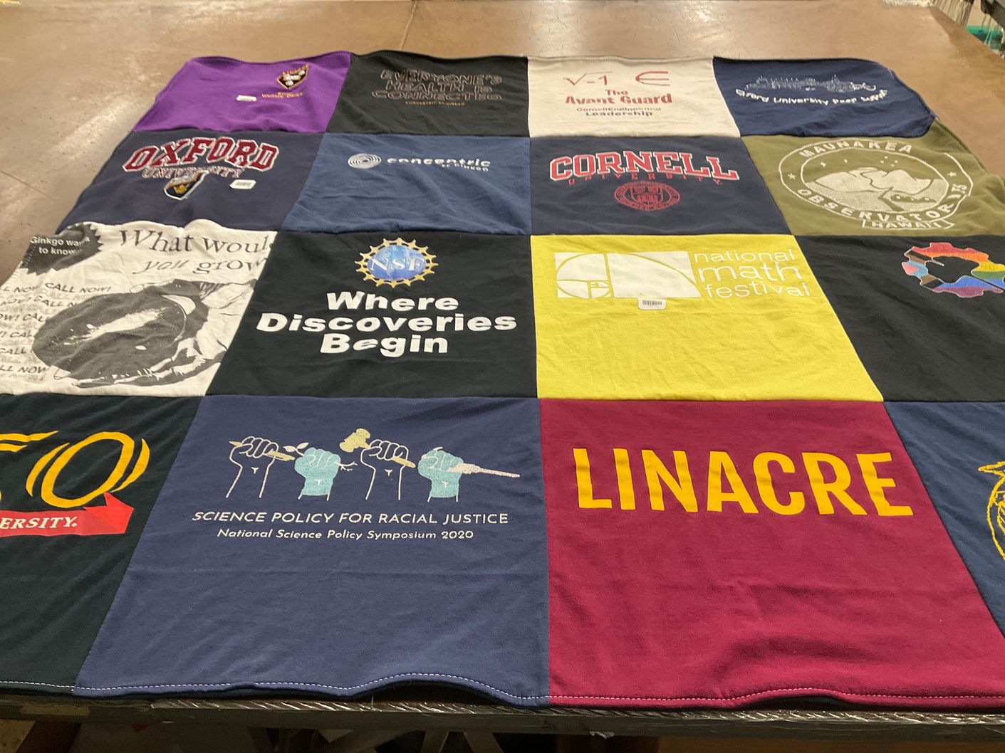 T-shirt quilt from oxford university, cornell university by Sureka from DC